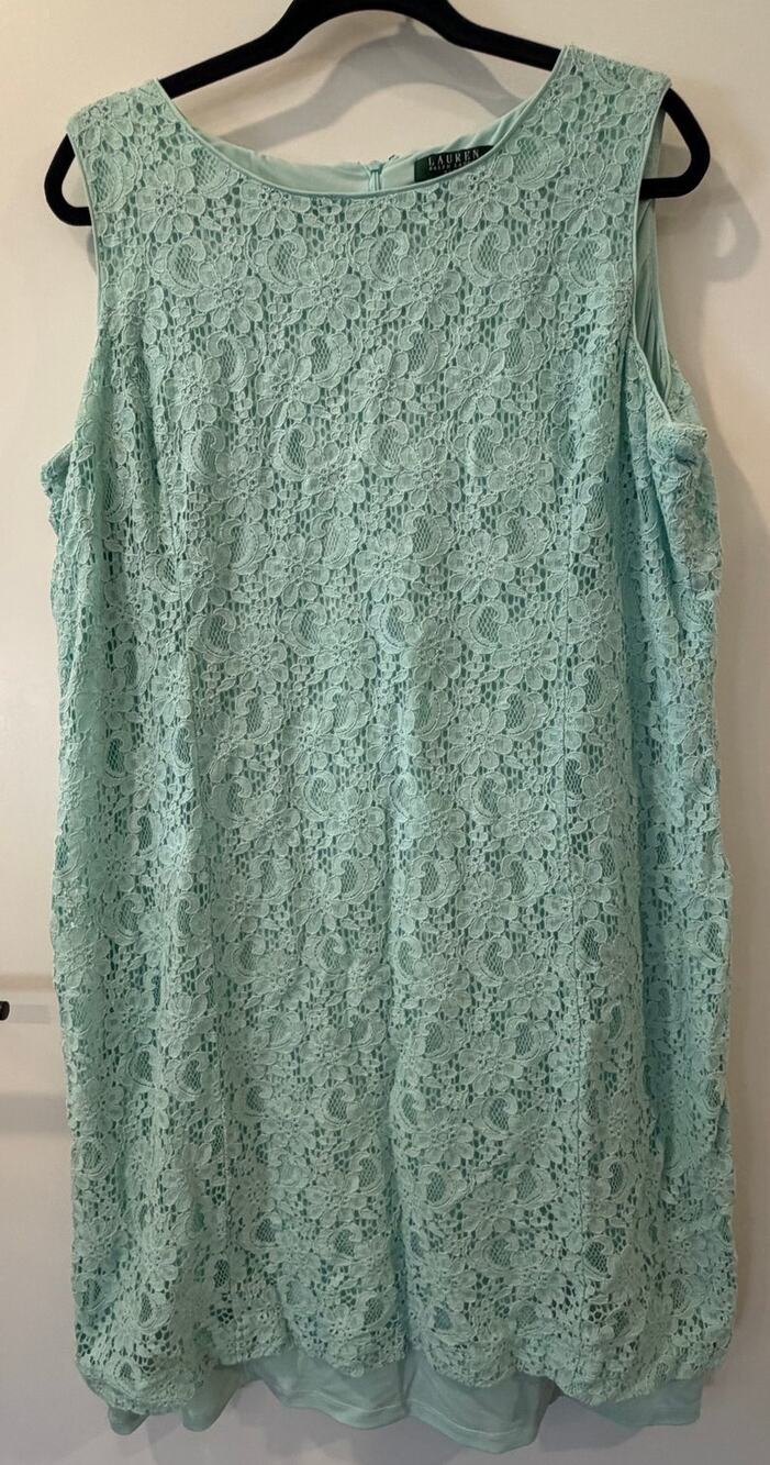 Ralph Lauren Plus Size Cocktail Dress Elegant Garden Party Slimming Flattering - Picture 1 of 8